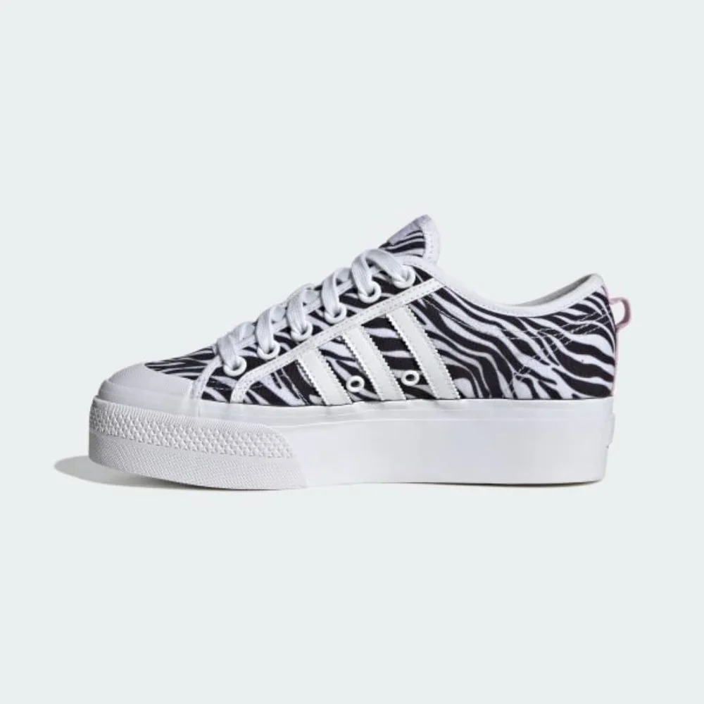 Adidas Nizza Low Top Womens Casual Platform Shoes White Black GZ9681 NEW Size 6 - Picture 4 of 10